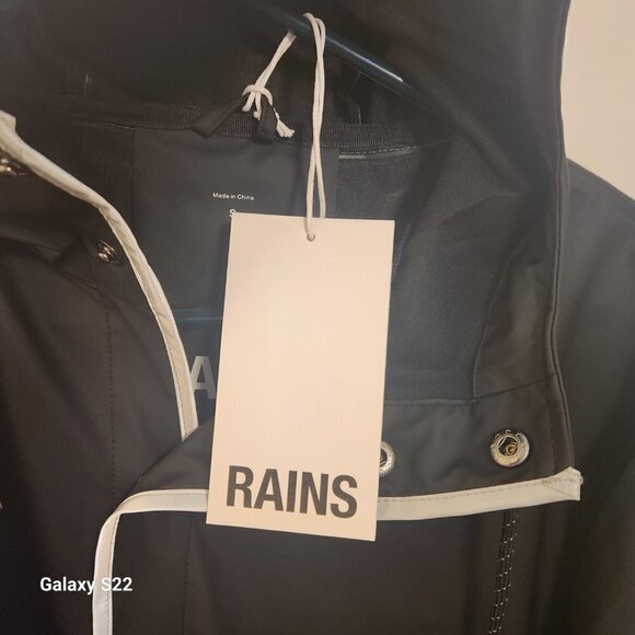 RAINS Black Long Black Jacket Reflective. NWT. Size Various - Picture 6 of 9